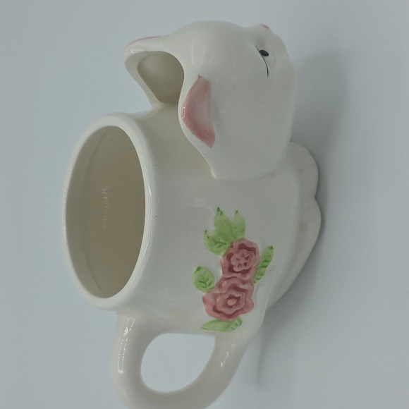 Other - Vintage Floral Cat Ceramic Tea Mug 12oz White and Pink Holds Your Tea Bag